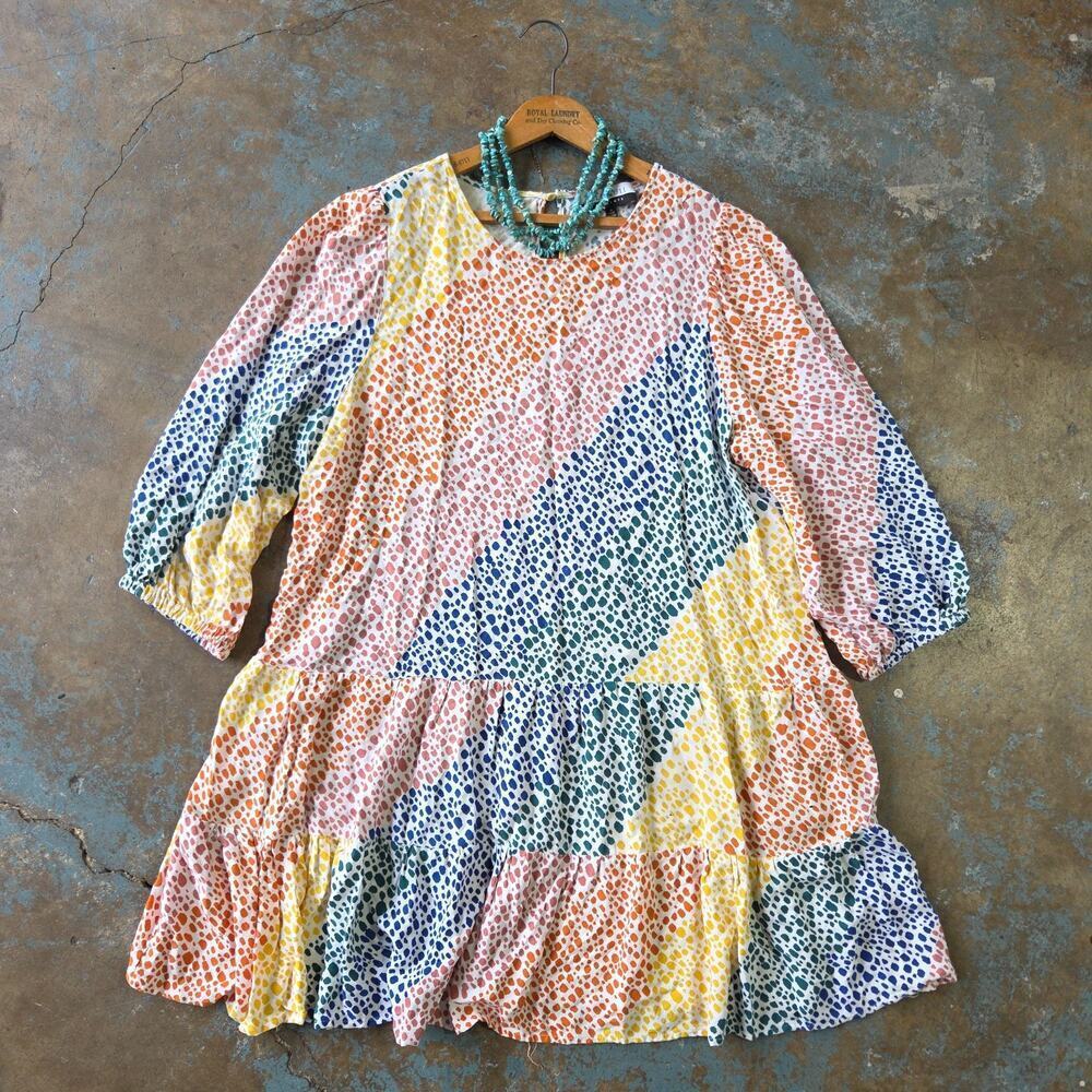 Eloquii Elements Colorful Dress Plus Size 18 Dots Whimsical Rainbow Fun Mod - Picture 2 of 12